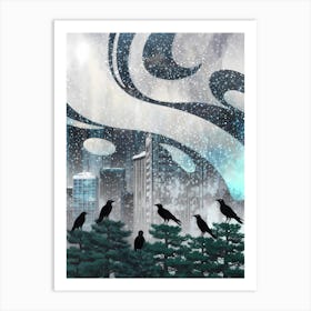 Crows In The Snow Art Print