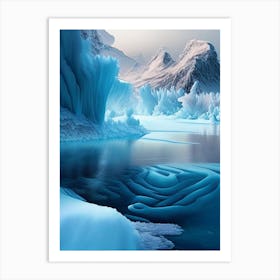 Frozen Landscapes With Icy Water Formations Waterscape Crayon 1 Art Print