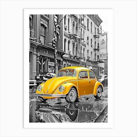 Yellow Volkswagen Beetle Art Print