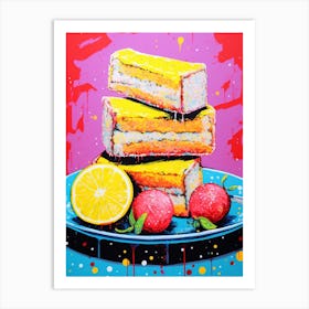 Retro Pop Art Inspired Lemon Drizzle Cake Art Print