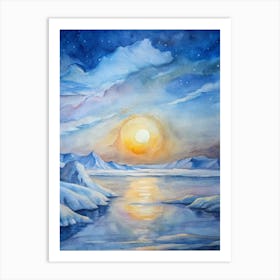 A Glowing Representation Of The Midnight Sun Over Art Print