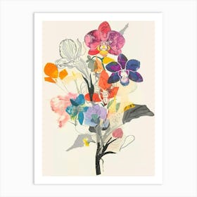 Orchid 1 Collage Flower Bouquet Art Print