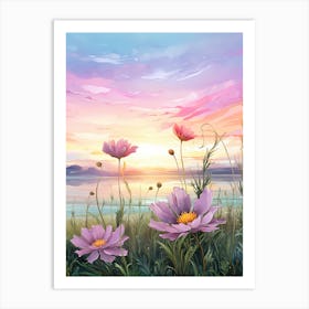 Cosmos Wilflower At Sunset In South Western Style  (2) Art Print
