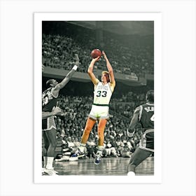 Larry Bird Of The Boston Celtics Shoots Over Kareem Abdul Jabbar Of The Los Angeles Lakers Art Print