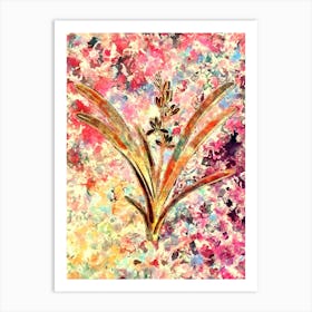 Impressionist Boat Orchid Botanical Painting in Blush Pink and Gold Art Print