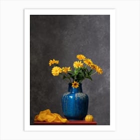 Yellow Daisies In A Blue Vase, Still life, Printable Wall Art, Still Life Painting, Vintage Still Life, Still Life Print, Gifts, Vintage Painting, Vintage Art Print, Moody Still Life, Kitchen Art, Digital Download, Personalized Gifts, Downloadable Art, Vintage Prints, Vintage Print, Vintage Art, Vintage Wall Art, Oil Painting, Housewarming Gifts, Neutral Wall Art, Fruit Still Life, Personalized Gifts, Gifts, Gifts for Pets, Anniversary Gifts, Birthday Gifts, Gifts for Friends, Christmas Gifts, Gifts for Boyfriend, Gifts for Wife, Gifts for Mom, Gifts for Husband, Gifts for Her, Custom Portrait, Gifts for Girlfriend, Gifts for Him, Gifts for Sister, Gifts for Dad, Couple Portrait, Portrait From Photo, Anniversary Gift Art Print