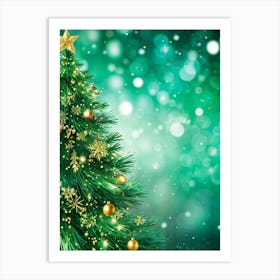 An Evergreen Christmas Tree Decorating Scene Backdrop Gracefully Adorned With Glitters Of Gold Spar 1 Art Print