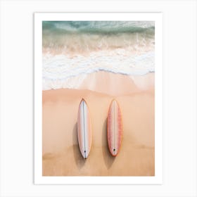 surfboards laying on the beach 1 Art Print