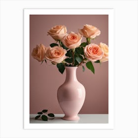 A Vase Of Pink Roses 92 Art Print