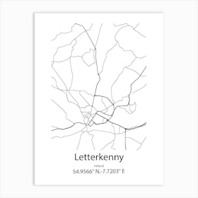 Letterkenny,Ireland Minimalist Map Art Print