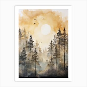 Sunrise In The Forest Art Print