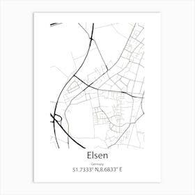 Elsen,Germany Minimalist Map Art Print