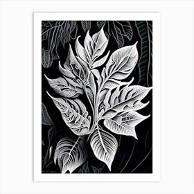 Australian Native Mint Leaf Linocut 1 Art Print