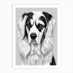 English Setter B&W Pencil Dog Art Print