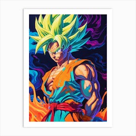 Goku Dragon Ball Z Neon Iridescent (18) Art Print
