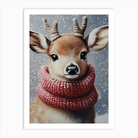 Deer In A Scarf Art Print