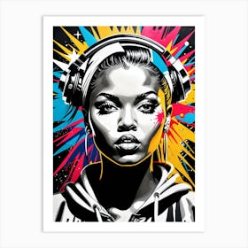 Graffiti Mural Of Beautiful Hip Hop Girl 34 Art Print