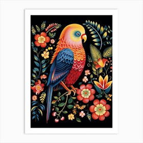 Folk Bird Illustration Budgerigar 1 Art Print