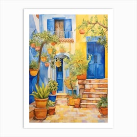 Greece Watercolor Painting Art Print