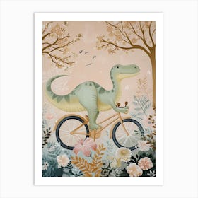 Dinosaur On A Bike Painting 1 Art Print
