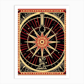 Wheel Of Fortune Tarot Card, Vintage 3 Art Print