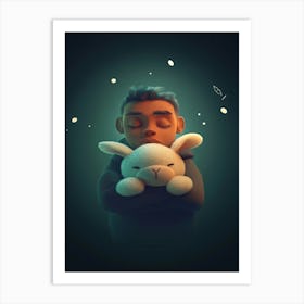 Boy With A Teddy Bear Art Print