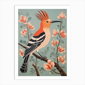 Vintage Bird Linocut Hoopoe 3 Art Print