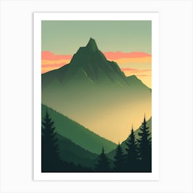 Misty Mountains Vertical Composition In Green Tone 212 Art Print