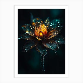 Rain drops in the flower Art Print