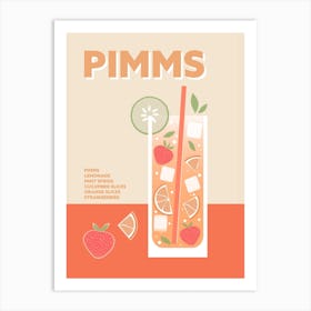 Pimms Cocktail Colourful Drink Kitchen Bar Art Wall Art Print