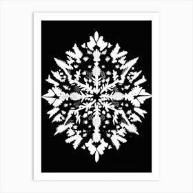 Winter Snowflake Pattern, Snowflakes, Linocut 1 Art Print