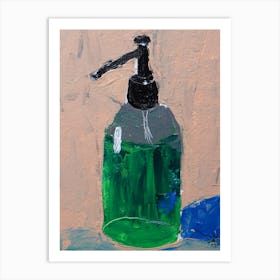 Dishsoap - kitchen beige green blue vertical texture Art Print