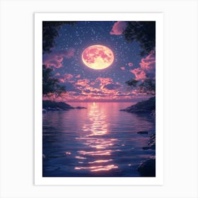 Full Moon Over Water 9 Art Print