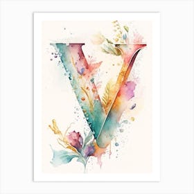V, Letter, Alphabet Storybook Watercolour 1 Art Print