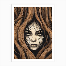 Peeking Tree Face Art Print