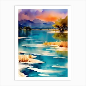 Sunset At The Lake Art Print