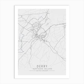 Derry Northern Ireland Map Art Print