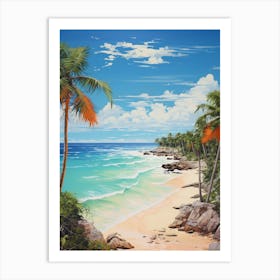 A Painting Of Playa Paraiso, Tulum Mexico 1 Art Print