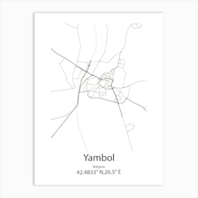 Yambol,Bulgaria Minimalist Map Art Print