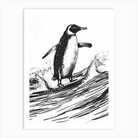 Emperor Penguin Surfing Waves 1 Art Print