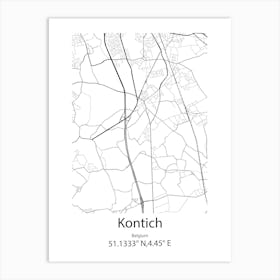 Kontich,Belgium Minimalist Map Art Print