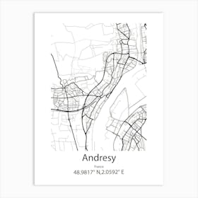 Andresy,France Minimalist Map Art Print