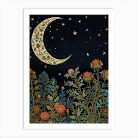 Moon Night Style William Morris 3 Art Print