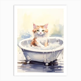 Turkish Cat In Bathtub Bathroom 5 Art Print
