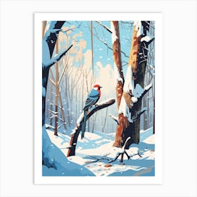 Winter Woodpecker 1 Illustration Art Print