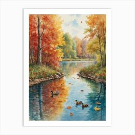 Ducks In The Pond Art Print