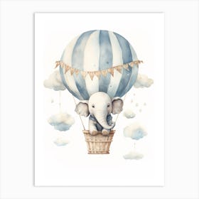 Baby Elephant 2 In A Hot Air Balloon Art Print