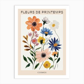 Spring Floral French Poster  Cosmos 1 Art Print