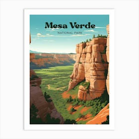 Mesa Verde National Park Colorado Mountain Travel Illustration Art Print