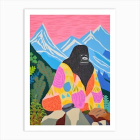 Maximalist Animal Painting Mountain Gorilla 2 Art Print